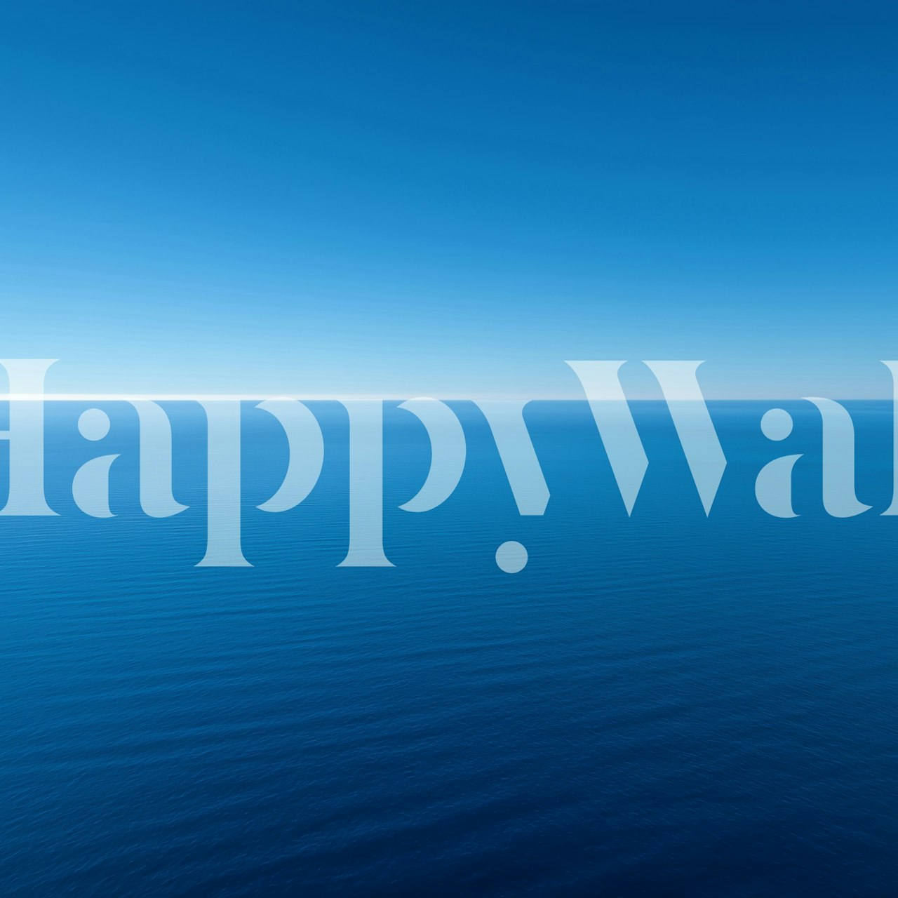 Calm blue ocean horizon wallpaper in a room