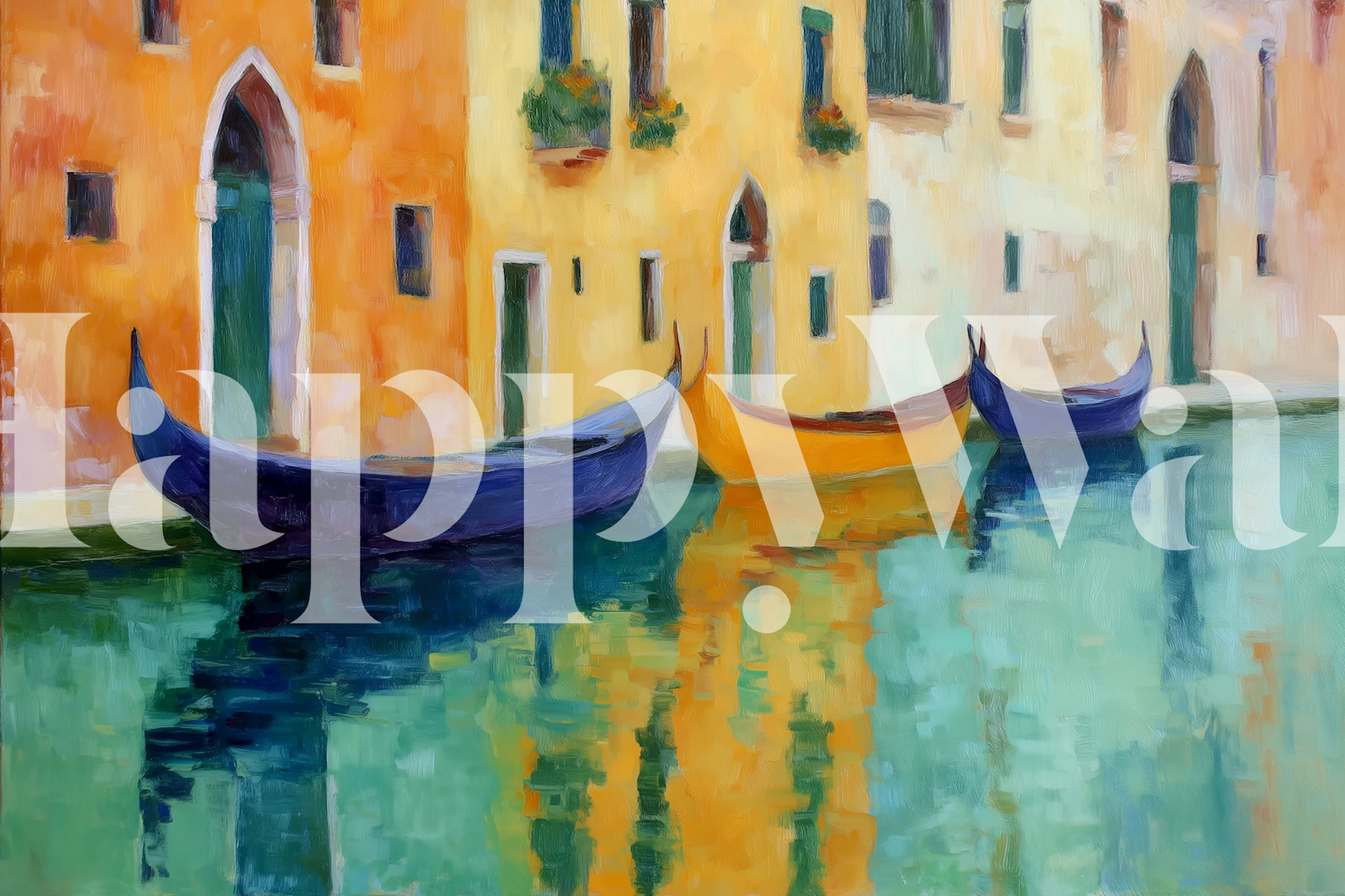 Pastel Venice canal wallpaper in a room