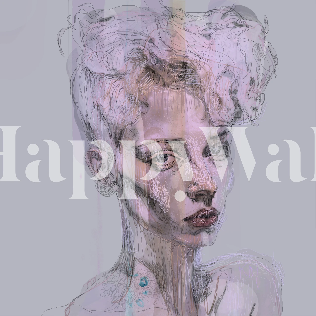 Mākslinieciska purpleday tapete istabā