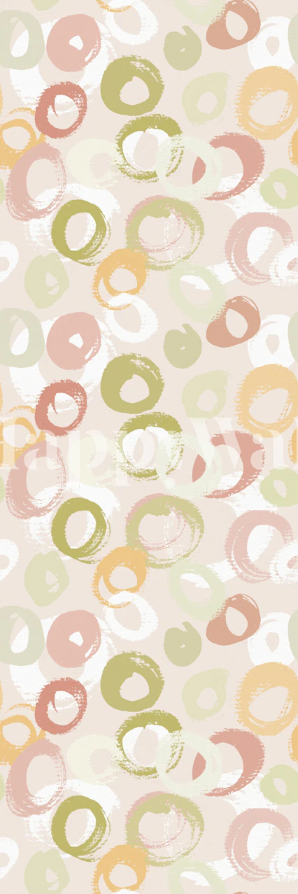 Pastel circle swirl wallpaper in a room