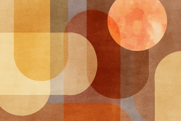 Mid Century Abstract Shapes Terracotta