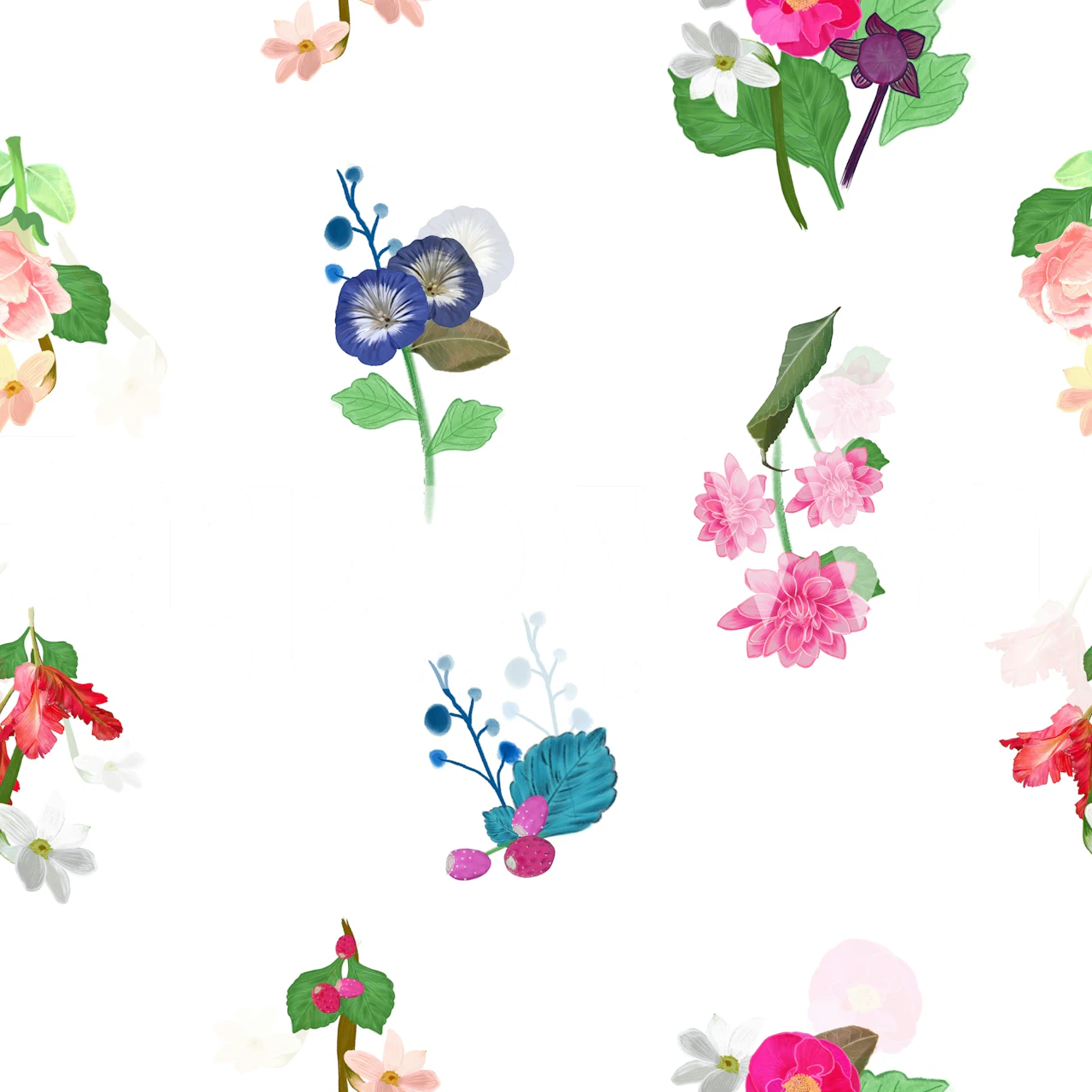 Tapeta Delicate Wildflower Scatter u sobi