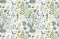Birds and butterflies garden green tapete
