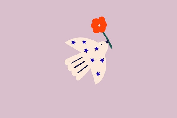 Cute Bird With Flower