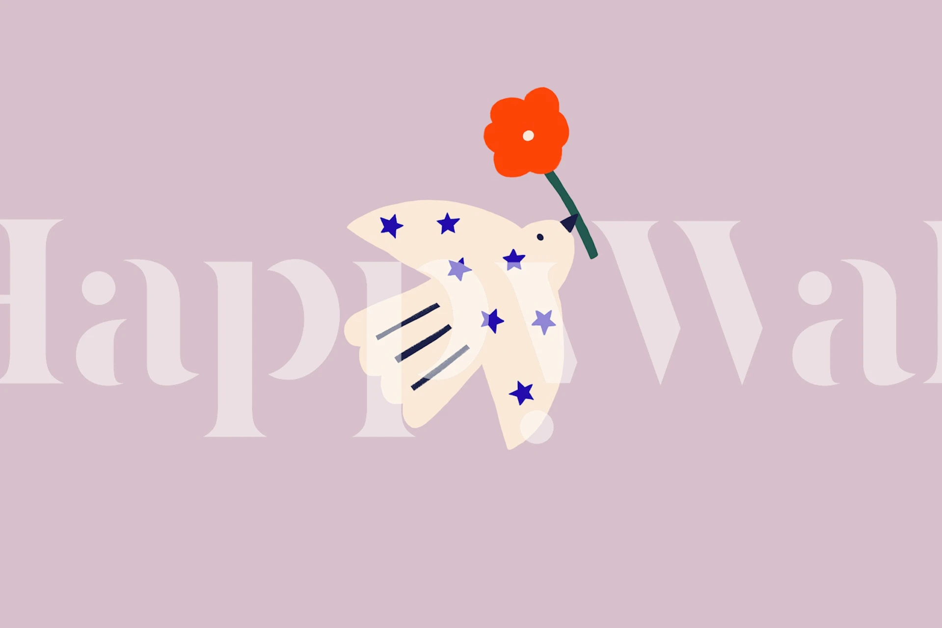 Niedlicher Vogel mit Blumen Tapete in einem Zimmer