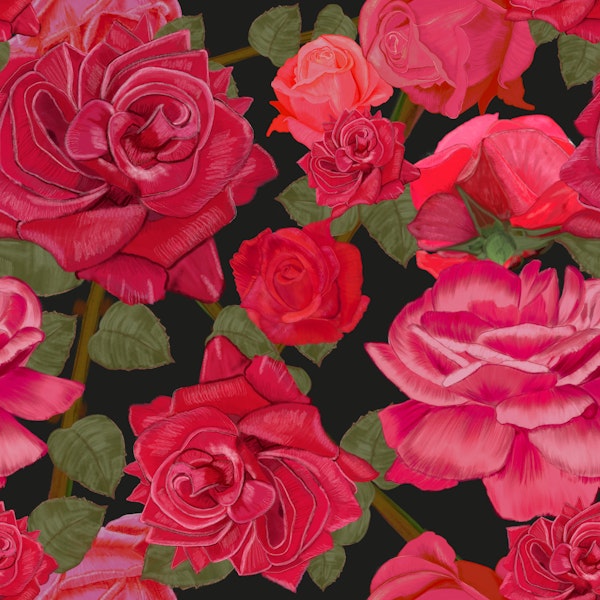 Bold Roses Dark Floral