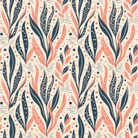 Navy Terracotta Botanical Water Leaves wallpaper