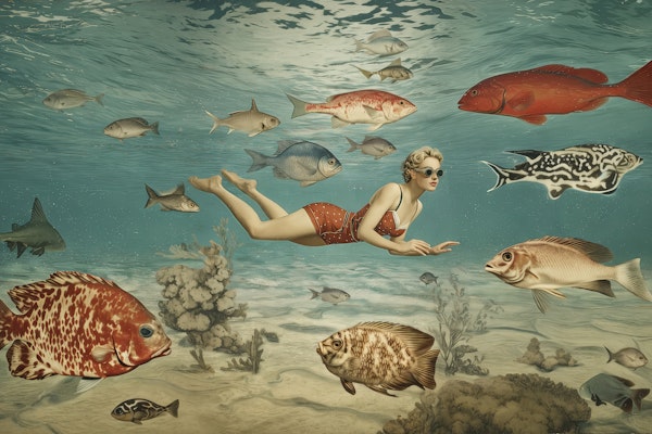 Vintage Underwater Swimmer