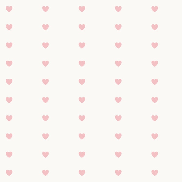 Scandi Hearts Pink in Off White