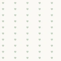Scandi Hearts Green in Off White wallpaper