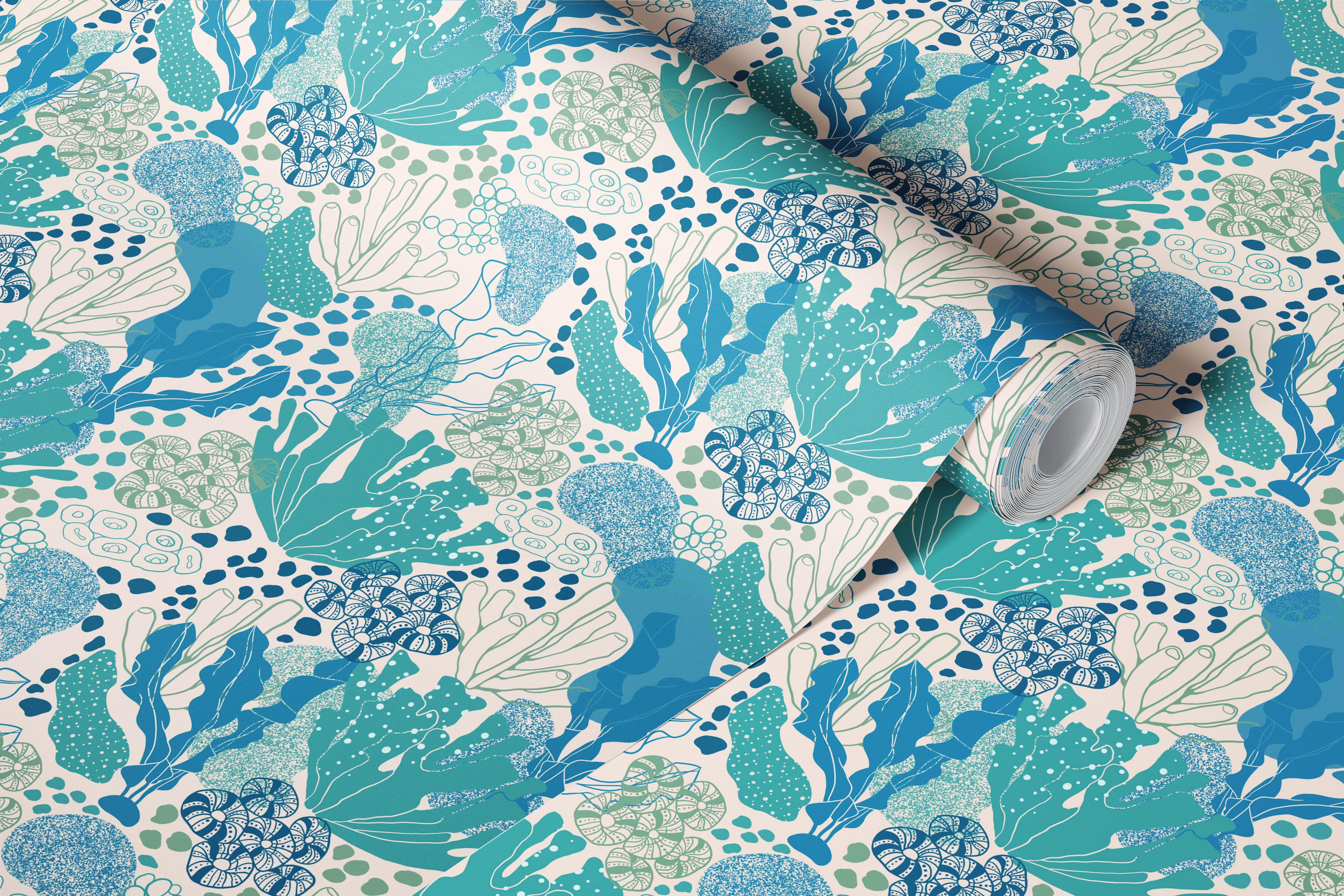 Tapeta Teal Coral Reef Garden w pokoju