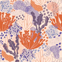 Coastal Coral and Shell Doodles wallpaper
