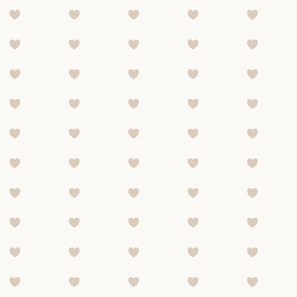 Scandi Hearts Beige in Off White