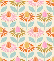 Happy retro coneflowers pastel summer wallpaper