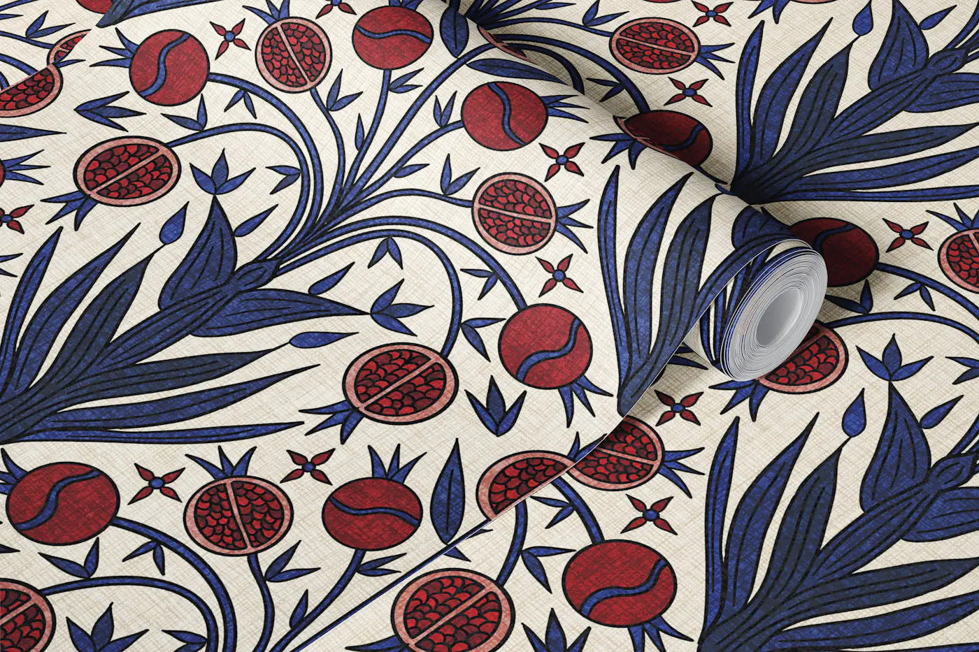 Suzani Pomegranates Botanical wallpaper roll