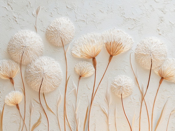 Minimal Dandelion Floral Beige