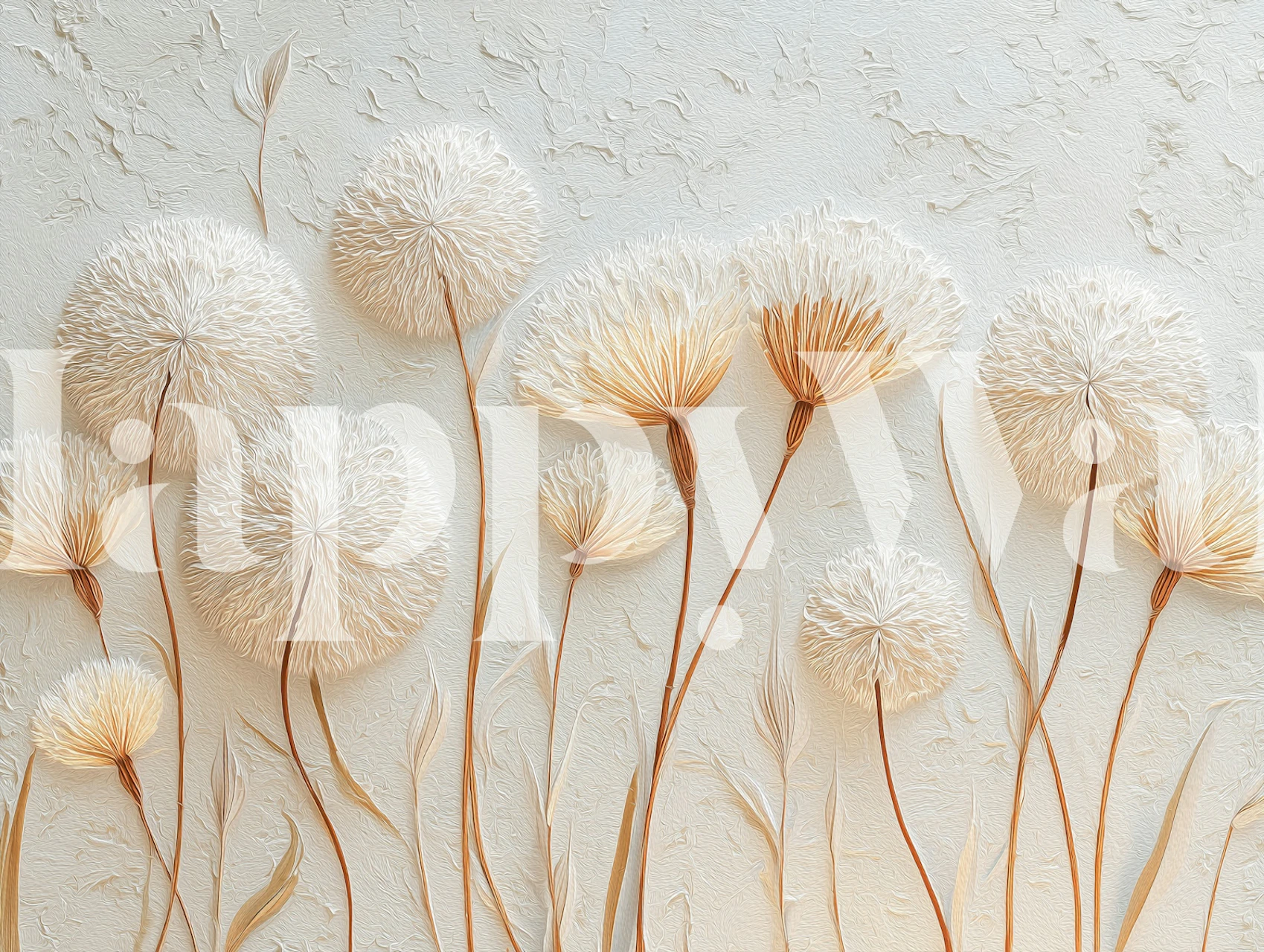 Dandelion floral wallpaper in a room