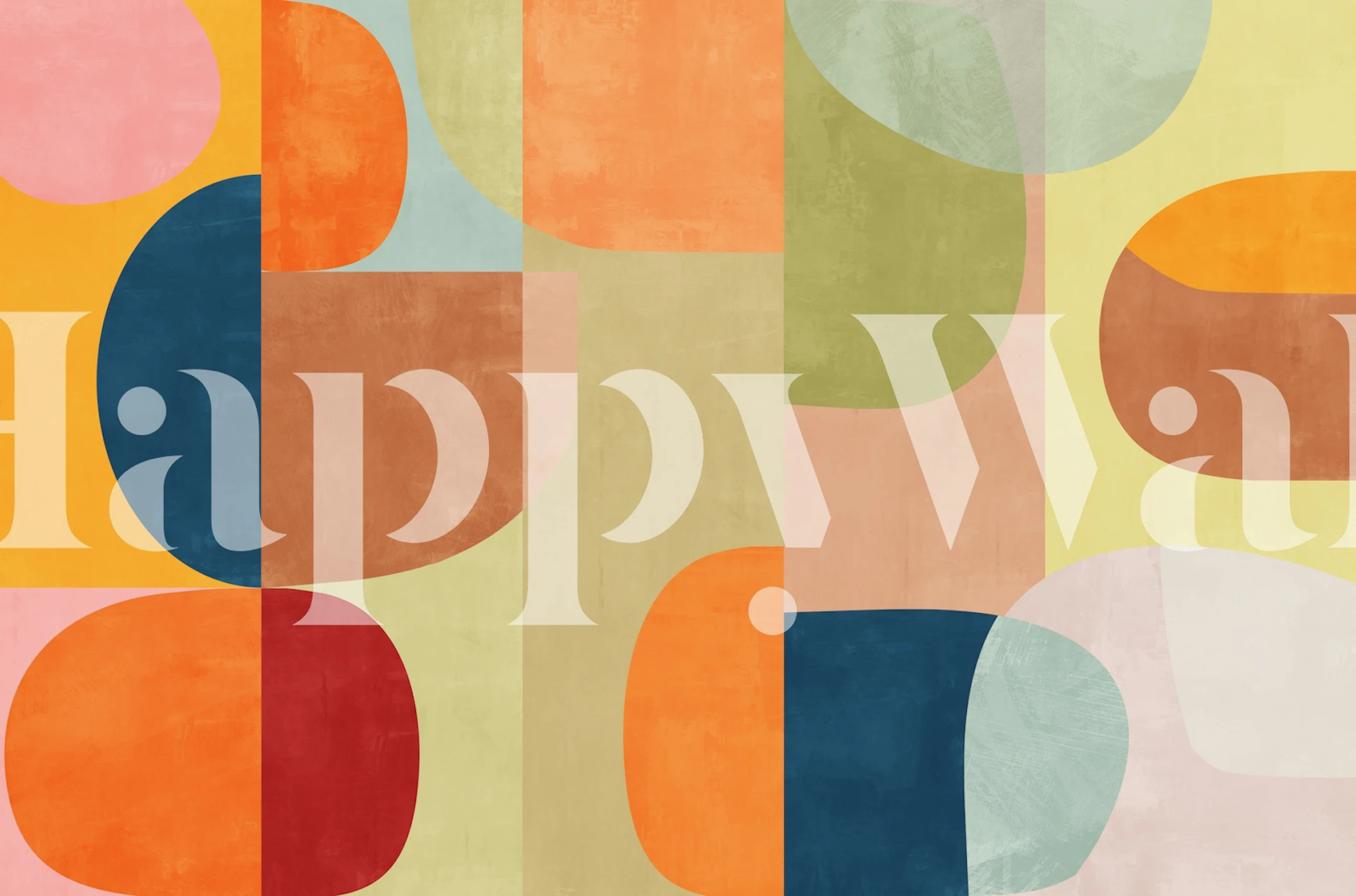 Ciepła abstrakcyjna tapeta z zaokrąglonymi blokami w pokoju