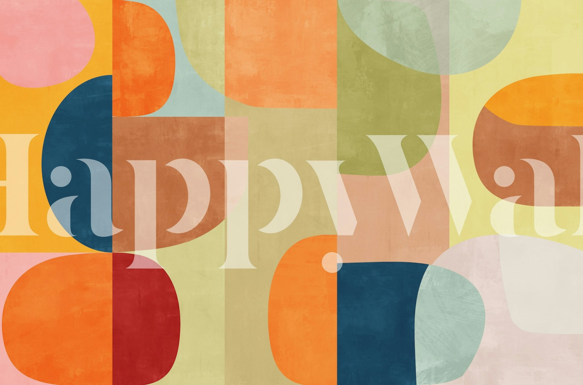 Warme abstrakte Tapete mit abgerundeten Blöcken in einem Raum