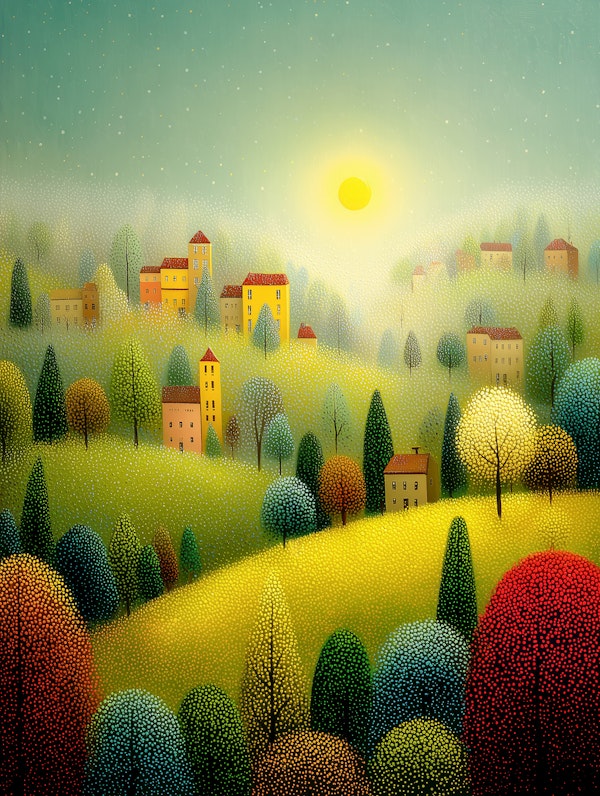 Sunlit Hillside Village
