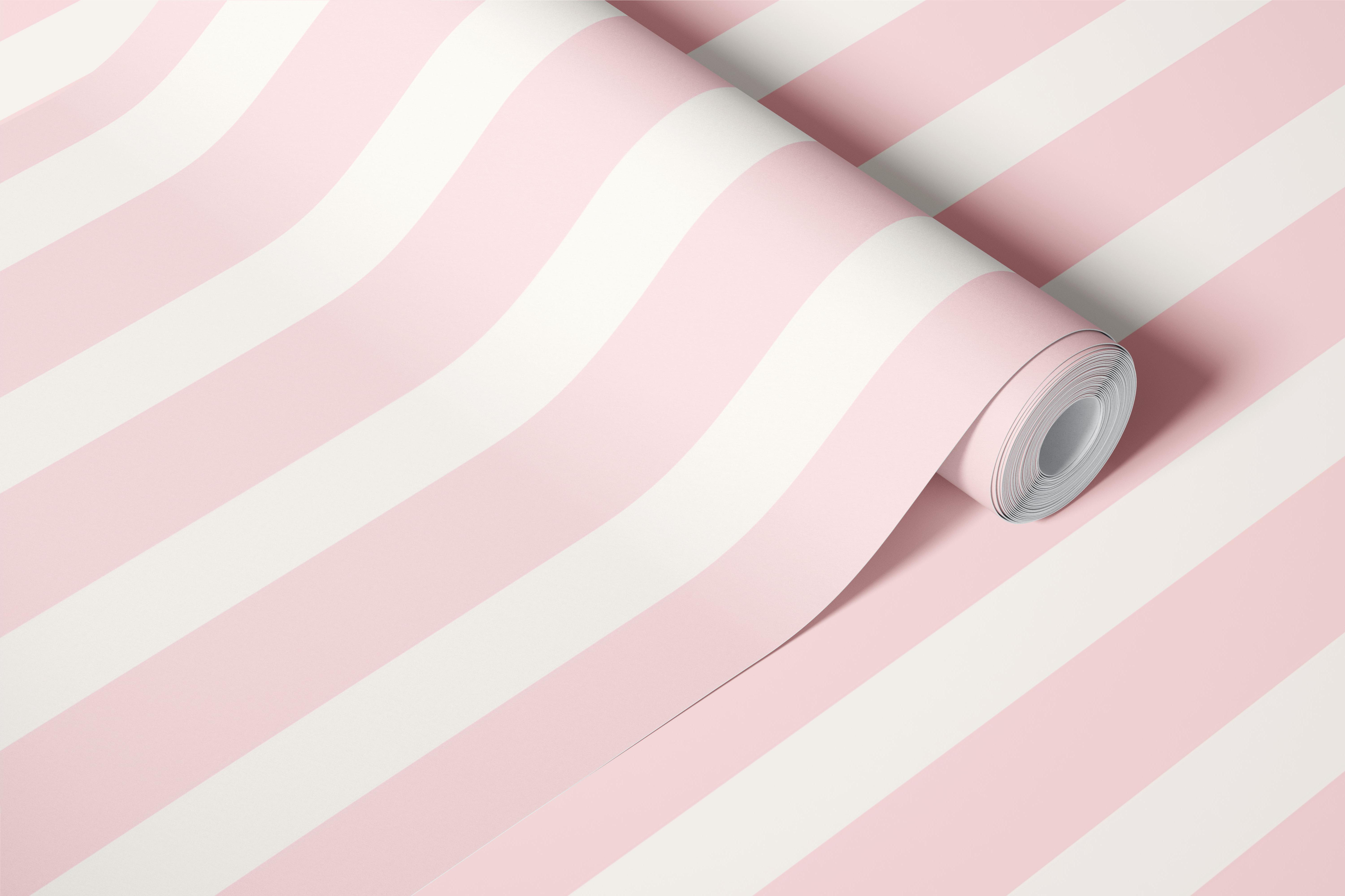 Blush Pink Vertical Stripes tapetes attēlots istabā