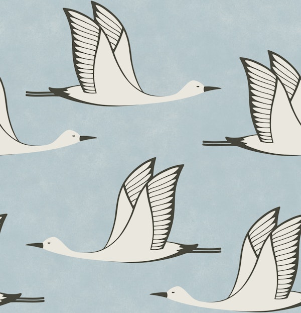 Flying birds - light faded blue background