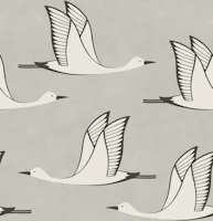 Flying birds - light taupe grey background wallpaper