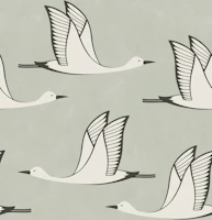 Flying birds - light sage green background wallpaper