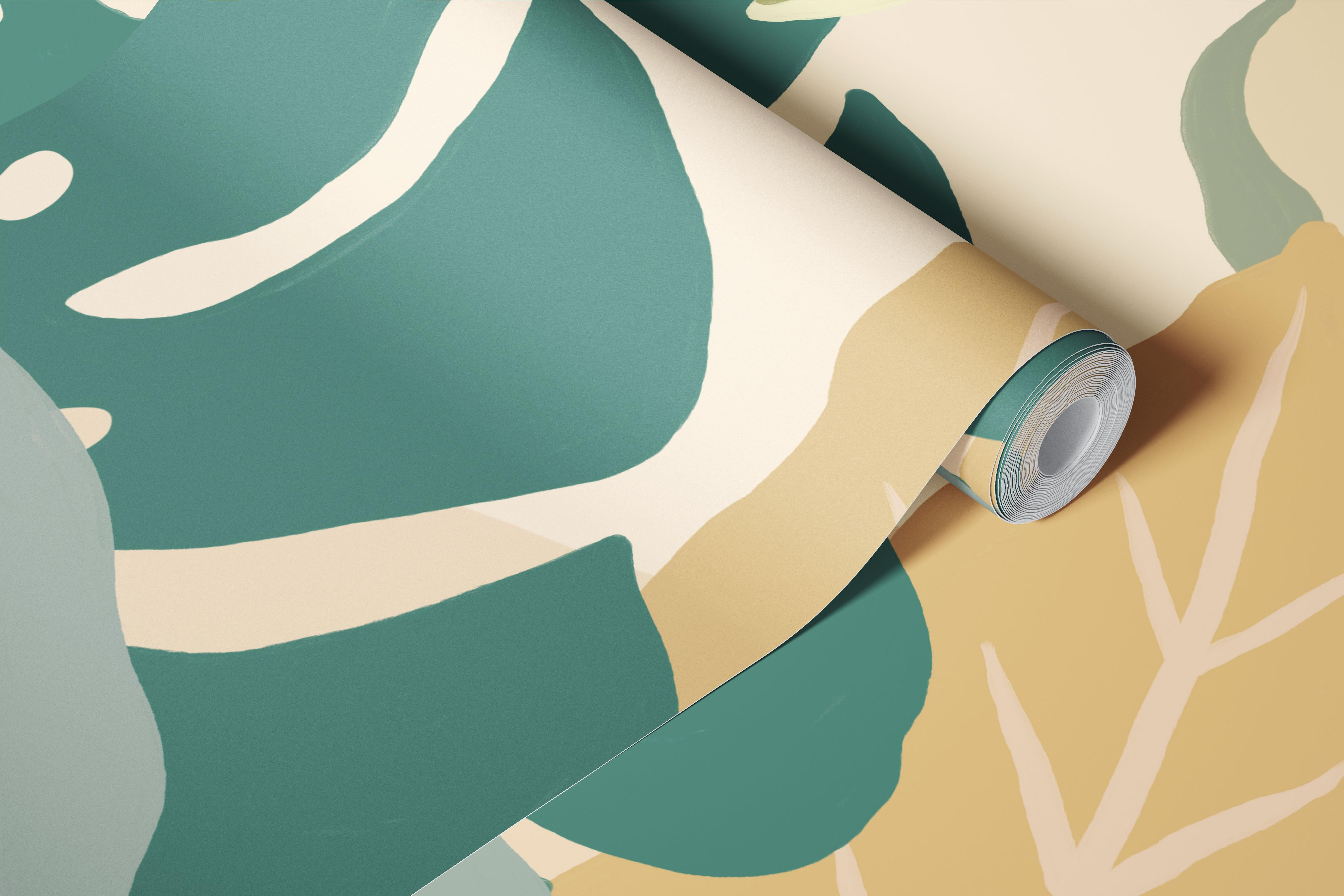 Boho Tropical Foliage wallpaper in a room