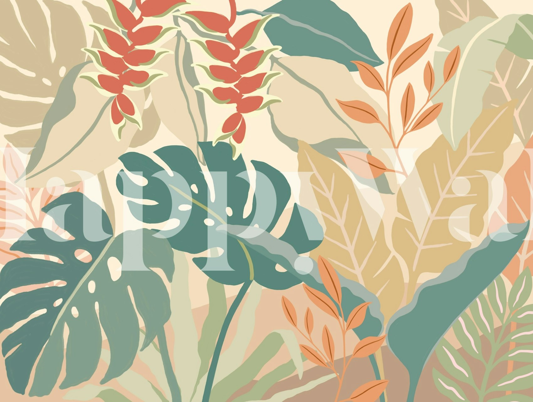 Tapeta Boho Tropical Foliage v místnosti