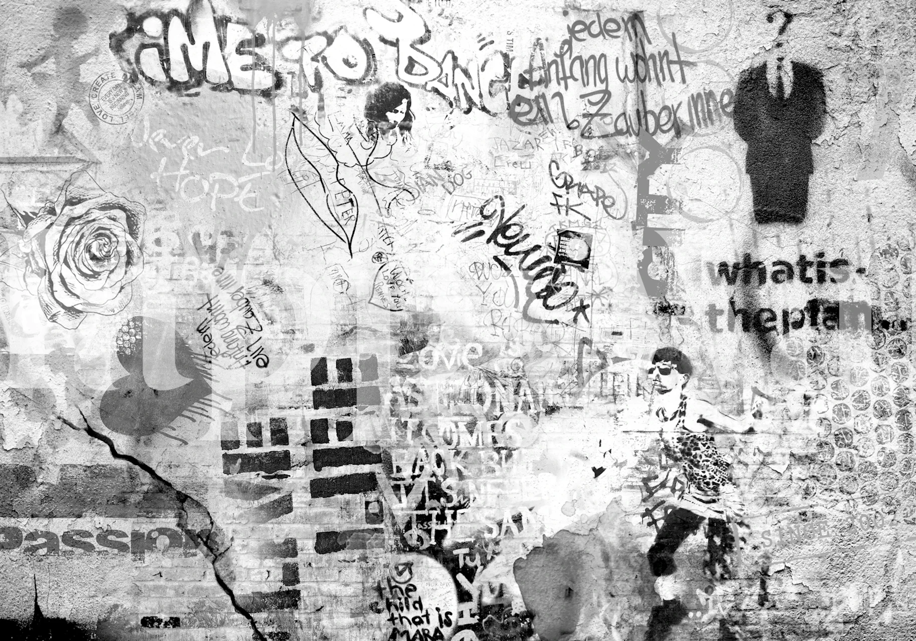 Urban Concrete Wall Scribbles wallpaper design