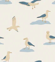 Seaside Seagulls - Neutral Coastal Nautical wallpaper