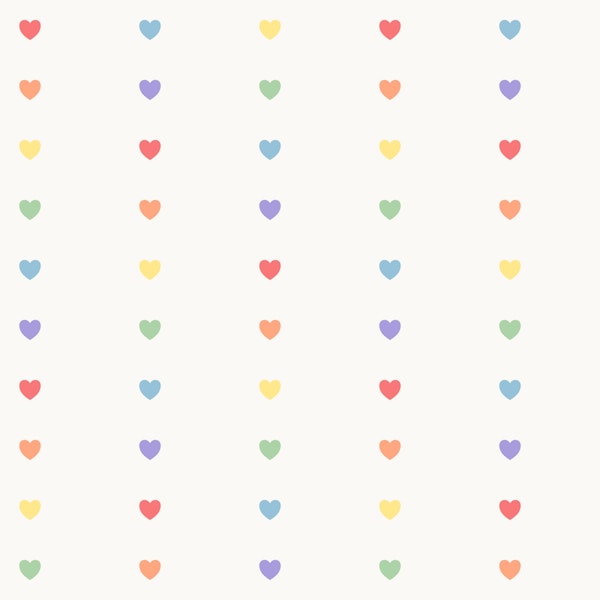 Rainbow Minimal Hearts in Off White