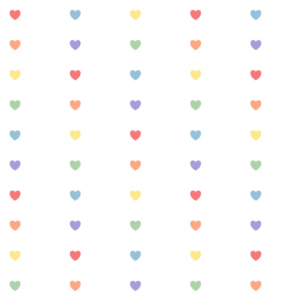 Rainbow Minimal Hearts in White