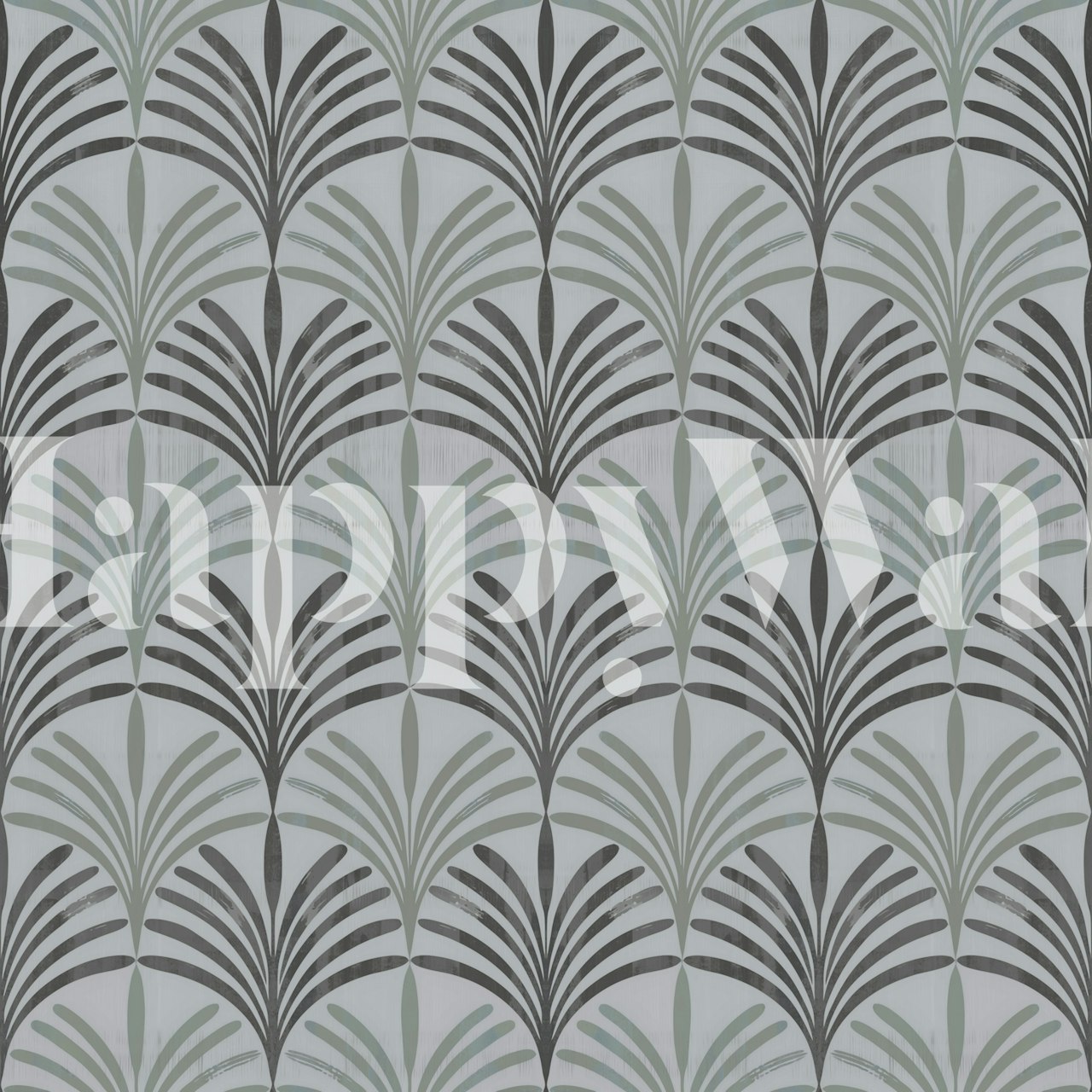 Art Deco Palm Fan Repeat wallpaper in a room
