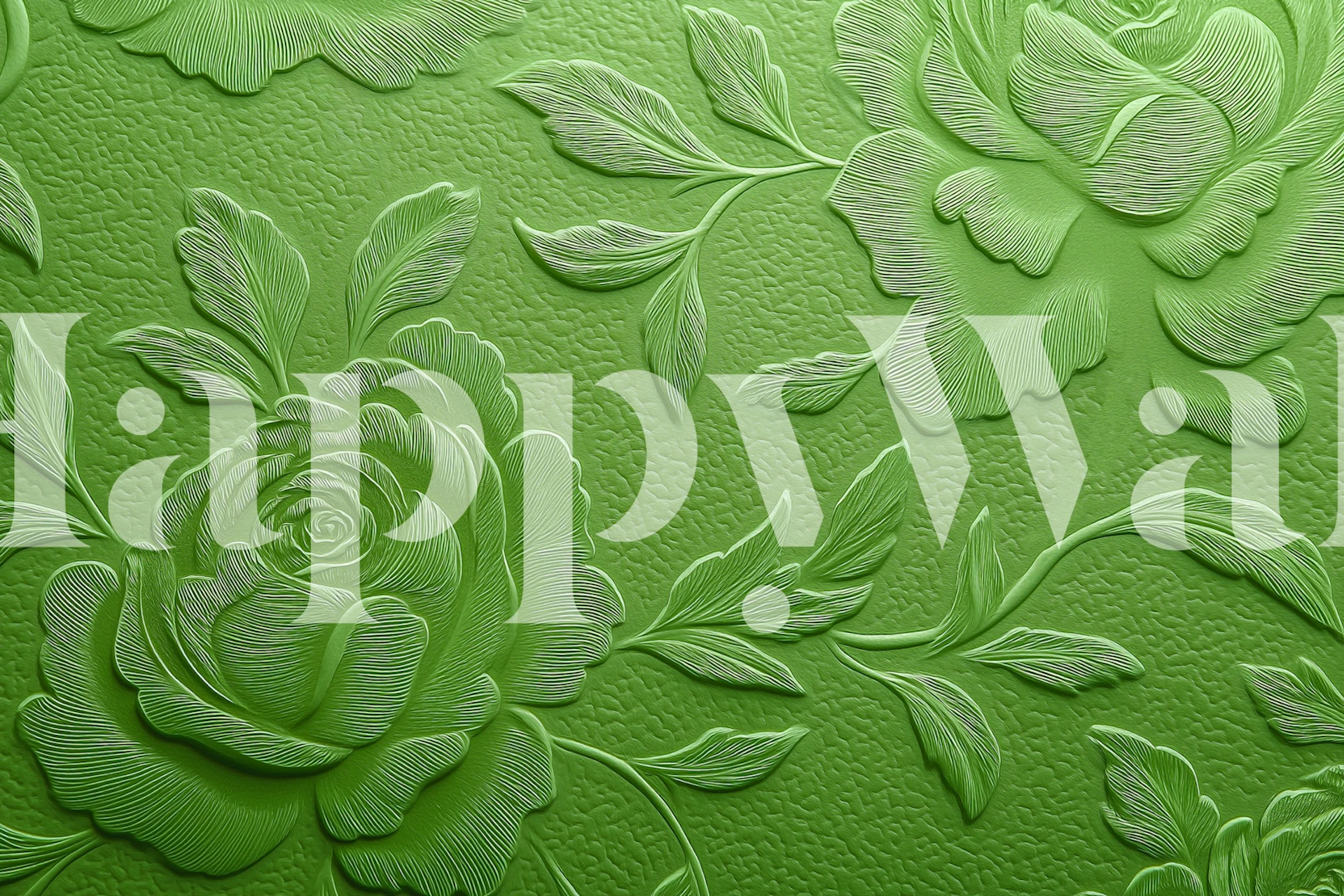 Embossed Green Rose Relief wallpaper in a room