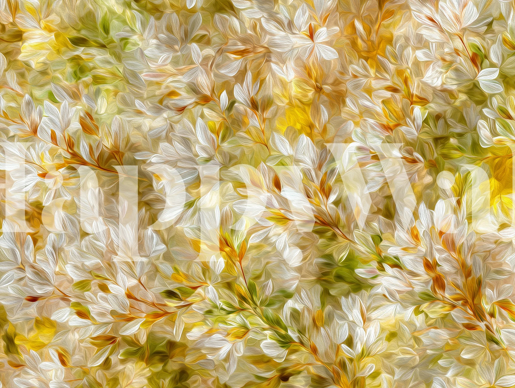 Golden White Blossom Breeze wallpaper in a room