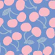 Ripe Cherries Retro Summer Fruit Pink Blue