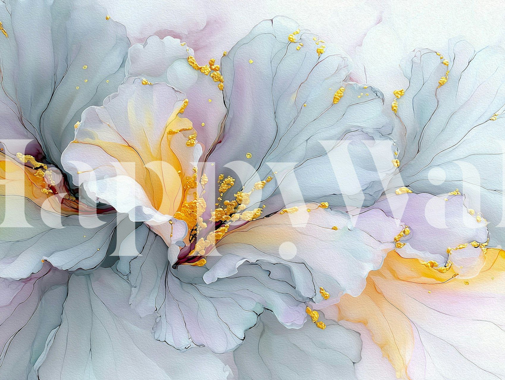 Delicate flower wallpaper with gold accents