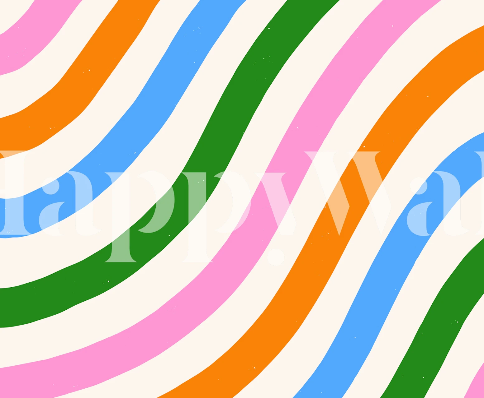 Bold wavy color stripes wallpaper in a room