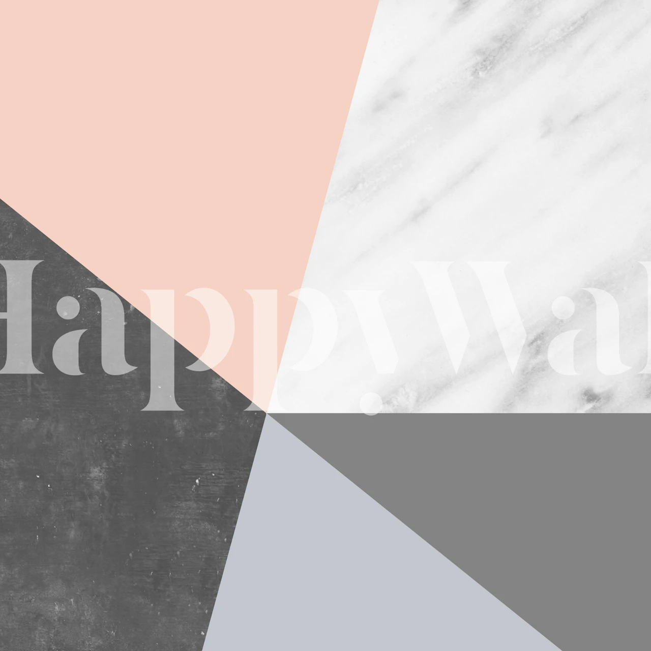 Geometric pattern in marble, gray, pink, and light blue wallpaper