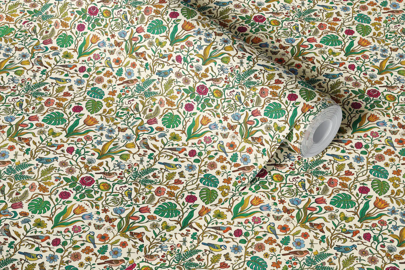 Whimsical Botanical Birdsong wallpaper roll