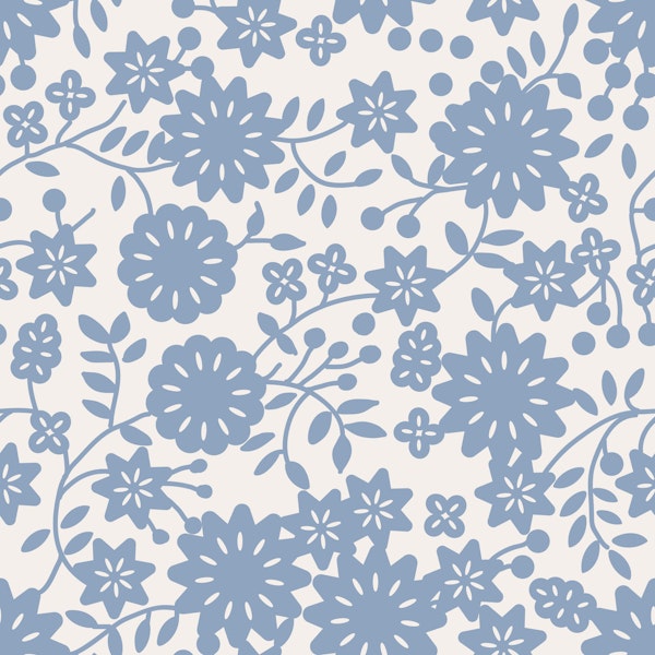 Blue Botanical Silhouette