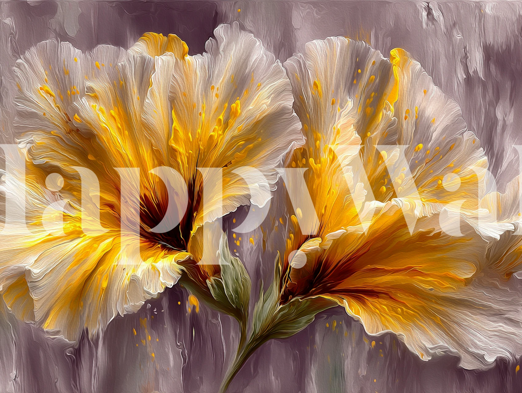 Golden Hibiscus Bloom wallpaper in a room