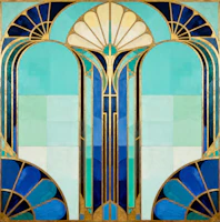 Art Deco Stained Glass Garden Arches behang
