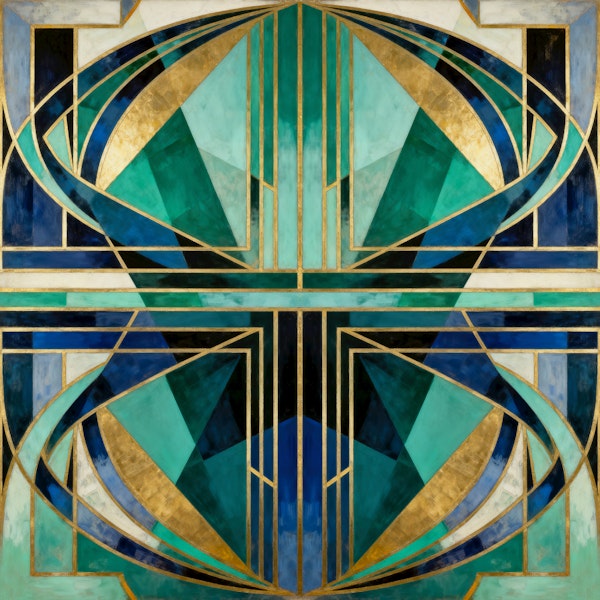 Emerald Sapphire Art Deco Glass