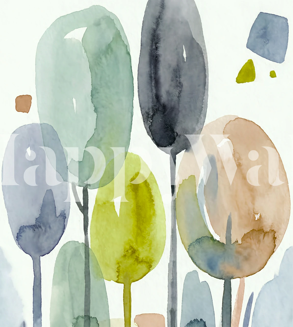 Scandinavian Watercolor Forest wallpaper in a room