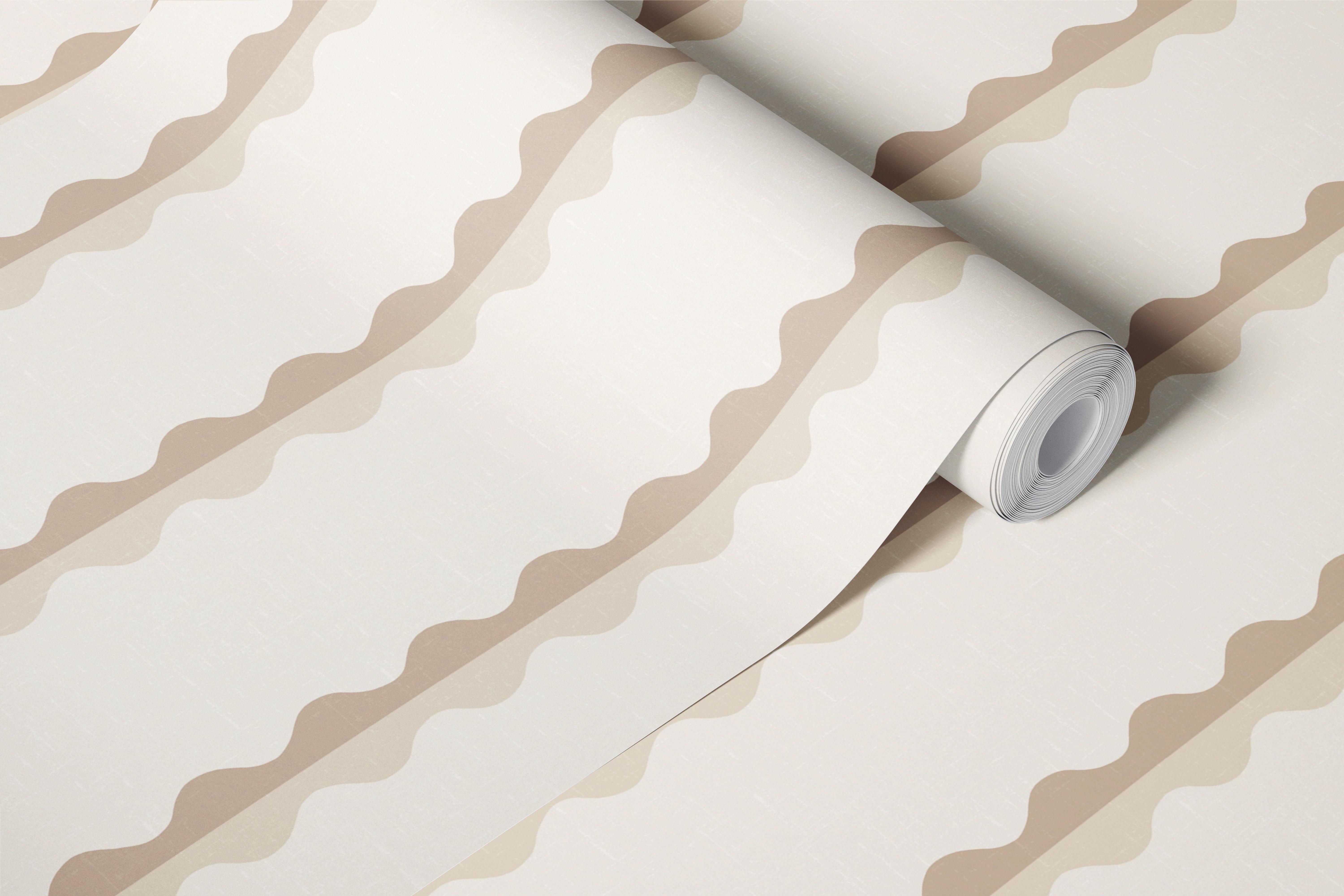 Soft Sand Wavy Scalloped Stripes behang in een kamer
