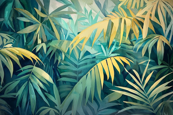 Lush Tropical Leaves Teal