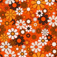 Retro 70s Groovy Garden Flowers Orange Brown behang